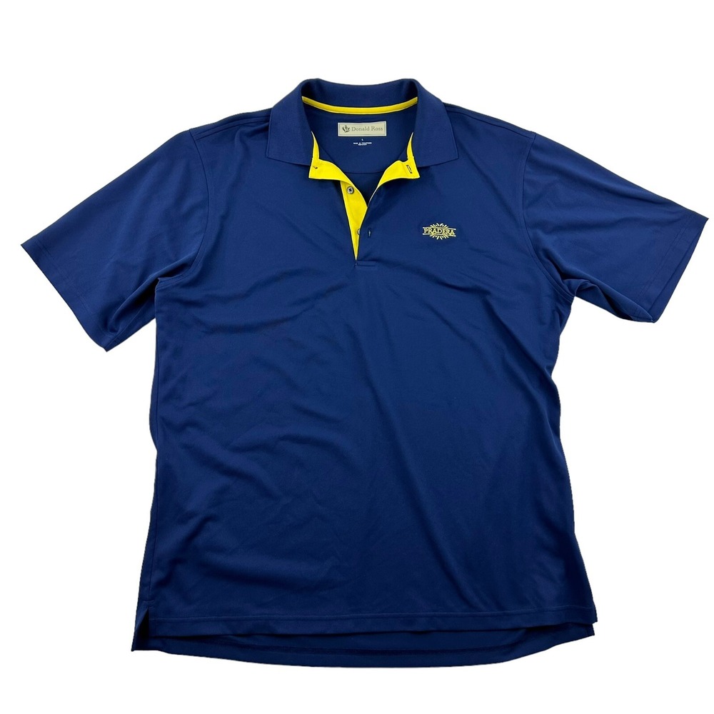 Donald Ross Pradera Golf Club Blue Polo Shirt Short Sleeve Logo Sz L Colorado